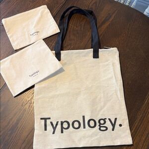 Typology Cream Tote Bag with TWO accessory bags